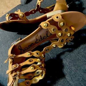 Sam Edelman gold and tan leather Sandals